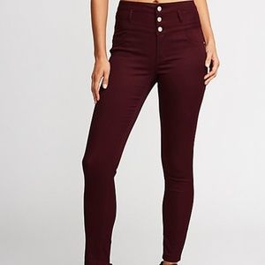 Charlotte Russe High Rise Skinny Jeans- Burgundy
